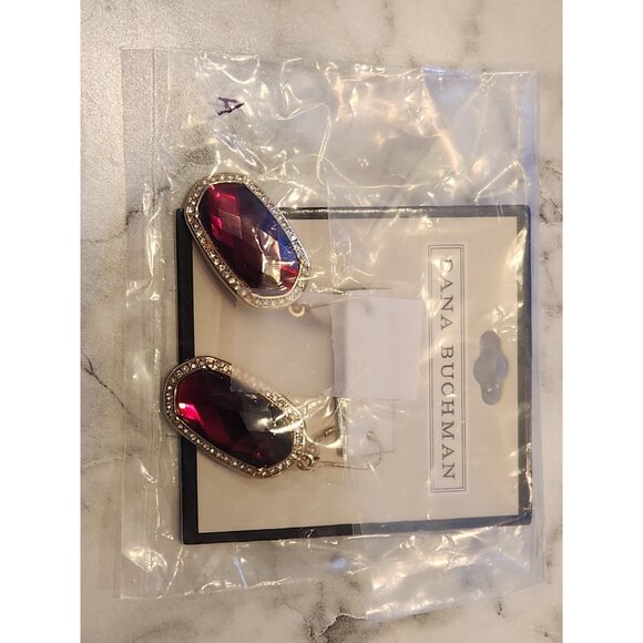 Dana Buchman Gold-Tone Red Gemstone Drop Earrings With Crystal Accents - Picture 2 of 5